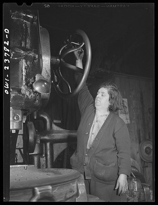 Buffalo New York Italian-American Woman Operating Boring Machine 1943