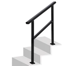 Outdoor Handrails Fits 1 to 3 Steps, Adjustable Height Stair Handrail 35"X 38"