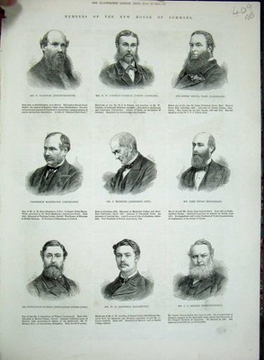 Original alter antiker Druck 1880 Members House Commons Webster Parliament Paget
