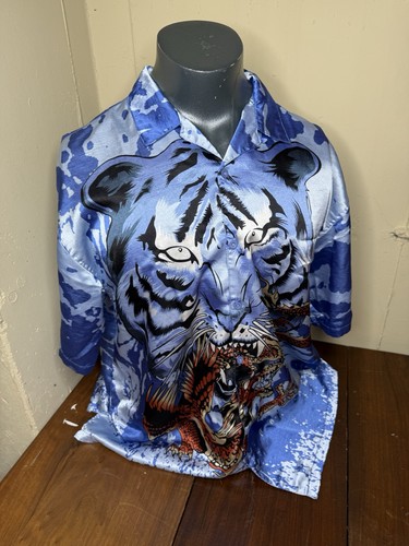 TRAILER PARK BOYS STYLE RICKY ANIME MANGA VTG BUTTON UP SHIRT AOP DRAGON TIGER - Afbeelding 4 van 14