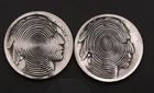 2‑Pack Buffalo Nickels –Oval Spiral Engravings -Two Pack Hand Cut Coin Carvings