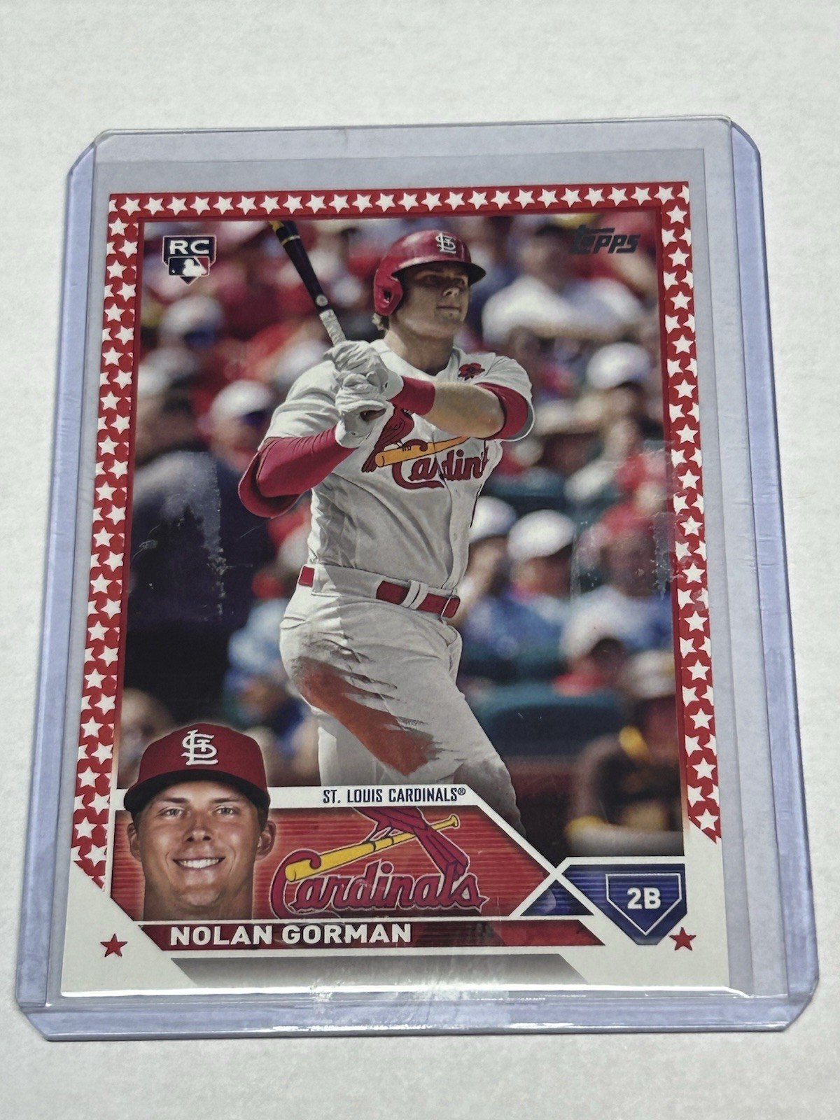 2023 Topps Series 1 - Nolan Gorman #16 Independence Day /76 (RC)