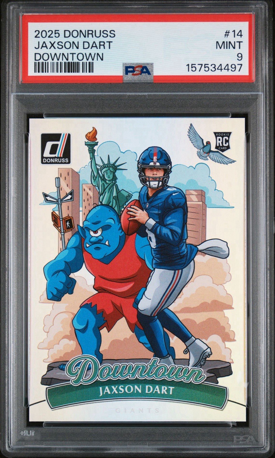 2025 PANINI DONRUSS DOWNTOWN #14 JAXSON DART PSA 9 RC ROOKIE GIANTS