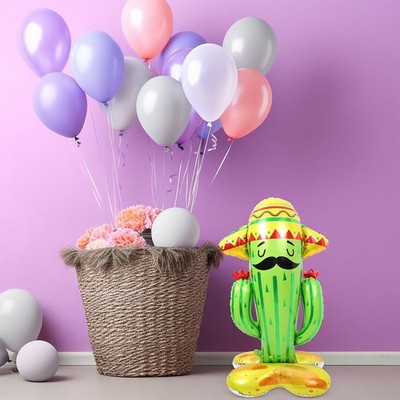 4 Pcs Cartoon-kaktus-luftballons Ballondekoration Aus Aluminiumfolie