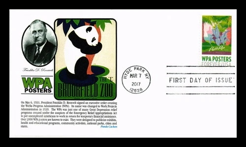 US COVER WPA POSTERS DISCOVER PUERTO RICO FIRST DAY ISSUE PANDA CACHET