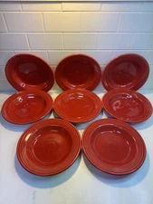 Fiesta Ware Set Of 8 Homer Laughlin 9” Soup Or Pasta Bowls Scarlet Red