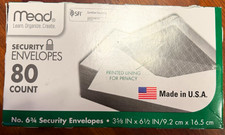 Mead No. 6 3/4 Security Envelopes, 80 Count, 3-5/8 x 6-1/2 in