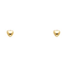 NEW 14K YELLOW GOLD SMALL HEART STUD EARRINGS WITH SCREW BACK