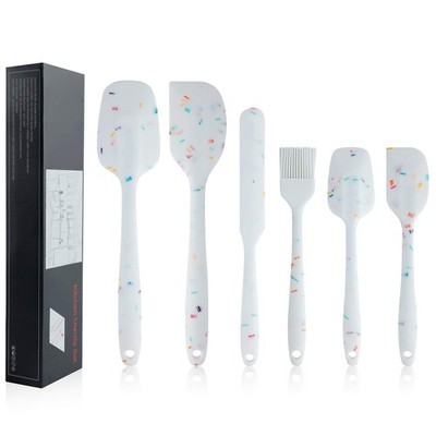 Silicone Spatula Set 6 Piece Heat Resistant Rubber Spatulas Set for Baking Co...