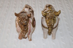 Style of François Raty  Aquamanile Bull Set