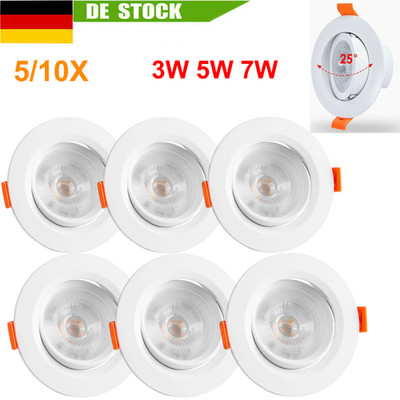 5/10X LED Einbauleuchte 3-7W Einbaustrahler 230V Einbauspots Flach Deckenlampe