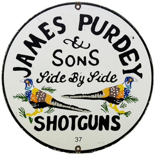 VINTAGE JAMES PURDEY & SONS SIGN DEALERSHIP SHOT GUN BIRD HUNTING WINCHESTER