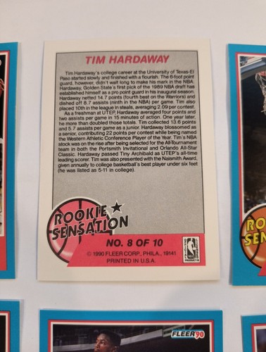 1990-91 Fleer Basketball Rookie Sensations Complete Set (1-10) Robinson Hardaway - Imagen 13 de 13