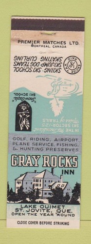 Matchbook Cover - Gray Rocks Inn St Jovite QC | eBay