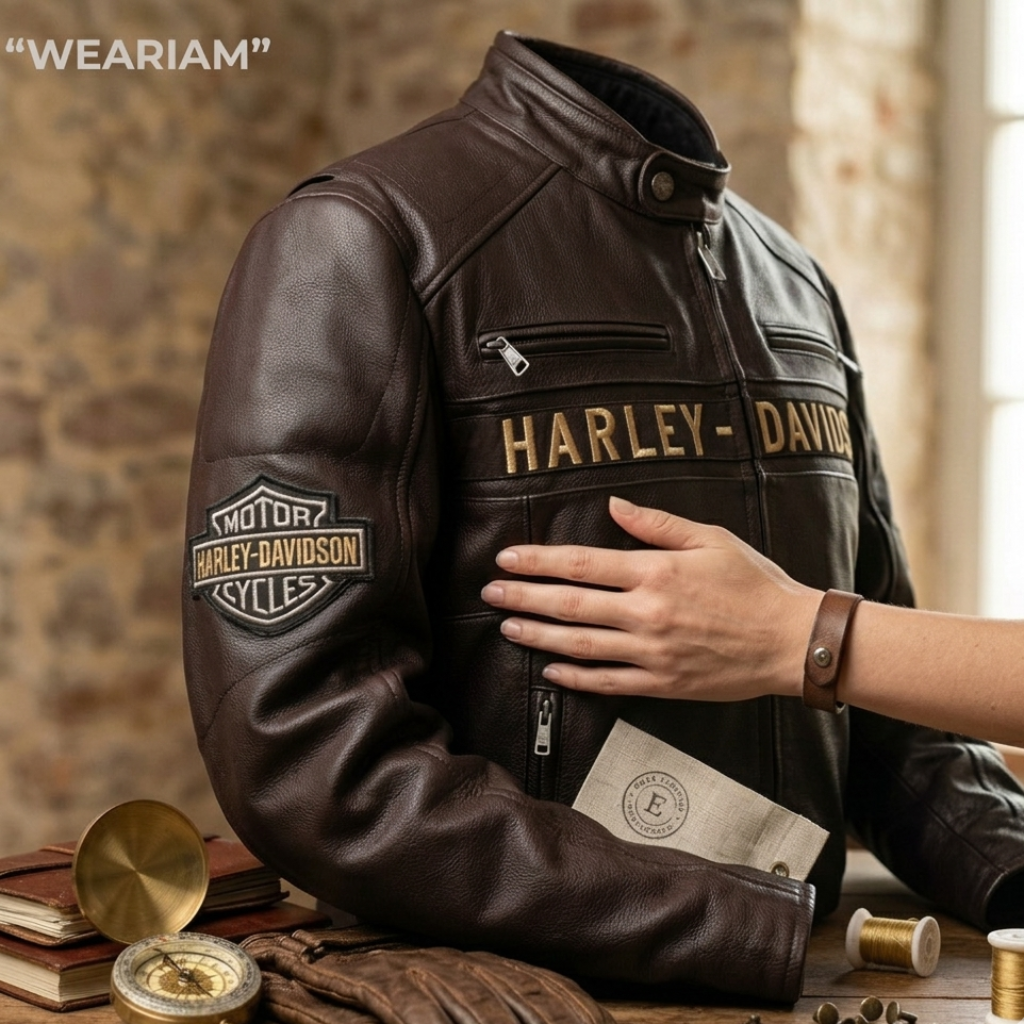 Harley-Davidson レザージャケット38 ダークブラウン Harley Men's Brown Biker Jacket - Real Cowhide Leather Motorcycle