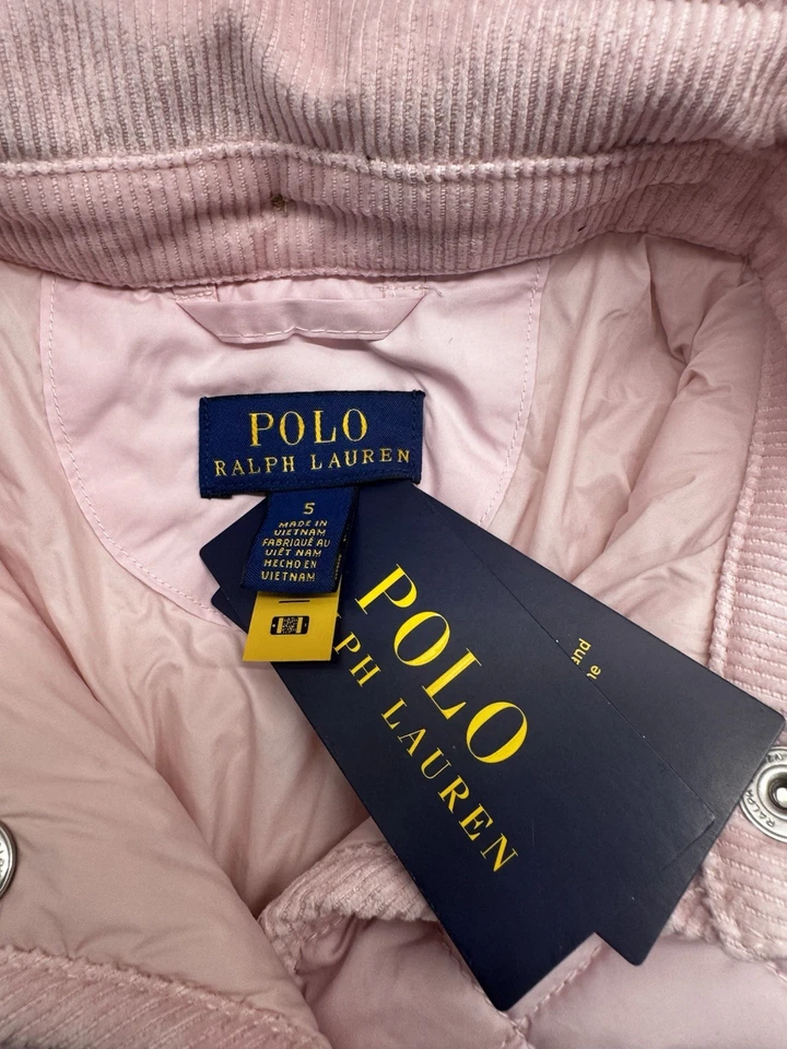 NWT Girls Polo Ralph Lauren Quilted Water-Repellent Barn Jacket, Pink, size 5 - Image 3 of 3