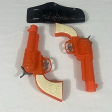 2009 IMPERIAL TOYS ORANGE  WHITE REVOLVERS TOY CAP GUN LEGENDS OF THE WILD WEST