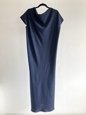 Prego Kleid mit Wasserfallausschnitt und Nadelstreifen navy ungetragen ärmellos