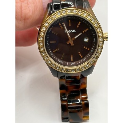 Fossil ES-2922 Women Tortoise Shell Brown Dial Watch Gold‎ Tone Stainless Steel Fossil Womens Watch ES2795 Stella Quartz Gold | Mercari main image 3