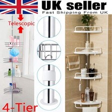  4 Tier Non Rust Telescopic Bathroom Corner Shelf Rack Shower Caddy Organizer UK