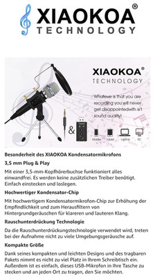 XIAOKOA Mini Kondensator-Mikrofon, NEU, Originalverpackt