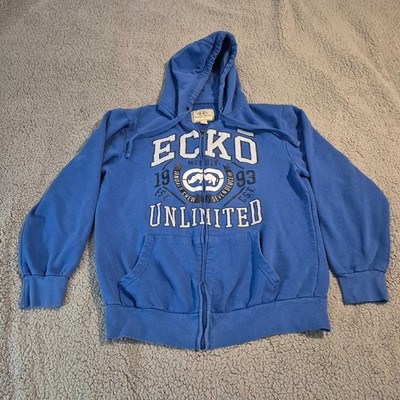Ecko Unlimited Blue Hoodie Men's Medium M Fleece Sweatshirt