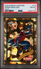 2025 Topps Chrome Marvel Sapphire Gold Spider-Man 2099 /50 SpiderVerse 112 PSA 8