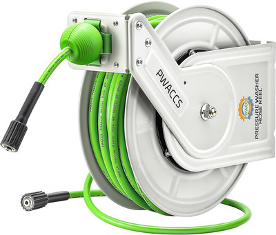 PWACCS Retractable Pressure Washer Hose Reel, 1/4'' X 60Ft Heavy Duty Power Washe