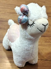 Hobby Lobby Llama Alpaca Plush - 12" Stuffed Animal  White Plush w/ Pink Saddle