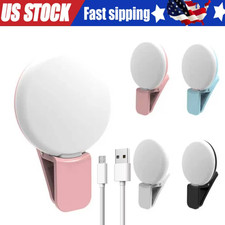 Portable LED Selfie Ring Light Mini Clip On 3 Mode Dimming Phone Photo Light lot