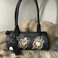 Borsa a tracolla Ed Hardy Barrel nuova con etichetta - farfalla e teschio fiammeggiante