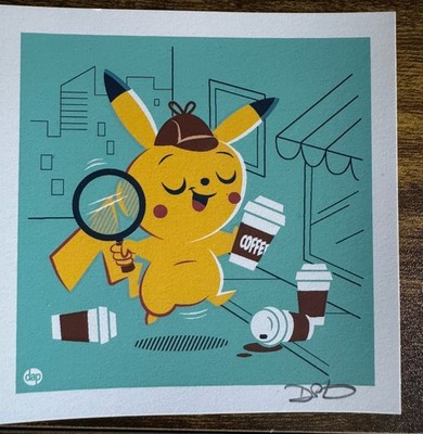 Pikachu - Pokemon Dave Perillo 4 x 4 mini screen print - signed