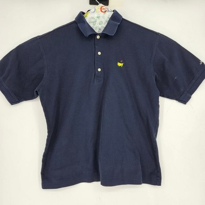 Masters Shirt Mens Medium Polo 60s Two Ply Mercerized Augusta Golf Blue FLAWS