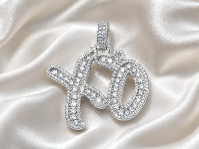 Echter Moissanit Anhänger Iced 14k vergoldet XO Love Kisses Hugs bestanden Tester