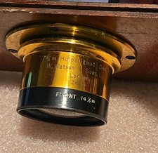 W Watson Sons Holostigmat 7 3/4" f6.5 Convertible Brass Lens Whole Plate W/board