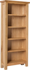 London Oak Slim Bookcase Tall Narrow Solid Wood Bookshelf with 5 Display Shelves