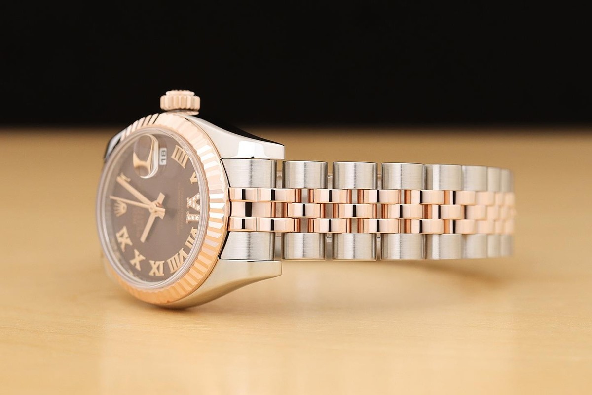 ROLEX DATEJUST 179171 CHOCOLATE ROMAN VI DIAMOND 18K ROSE GOLD