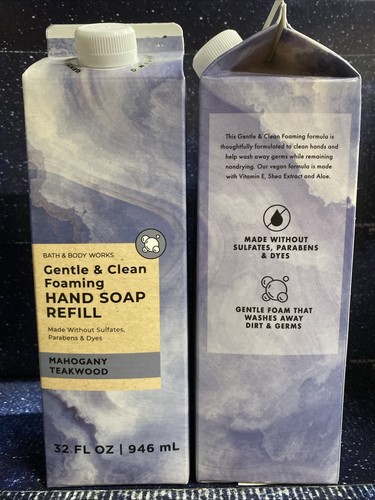 2 X BATH & BODY WORKS MAHOGANY TEAKWOOD GENTLE & FOAMING HAND SOAP REFILL 32oz e - Picture 2 of 4