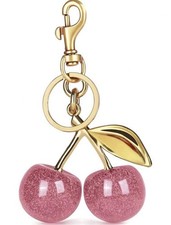 HOT Gold Rose Pink Cherry Bag Charm Keychain, Metal  Resin LINITED