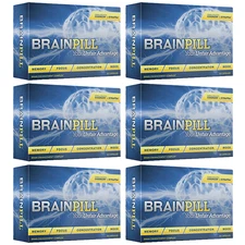 BRAINPILL Nootropics Focus Memory Mental Stamina Brain Pill Supplement 6 Months