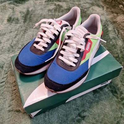 Puma Future Rider Play On Sneakers Blue Green Red Men s Size 10