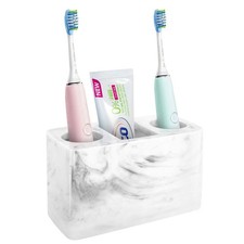 Toothbrush Holder, 3 Slots Large Marble Toothbrush Toothpaste Stand, Resin St...