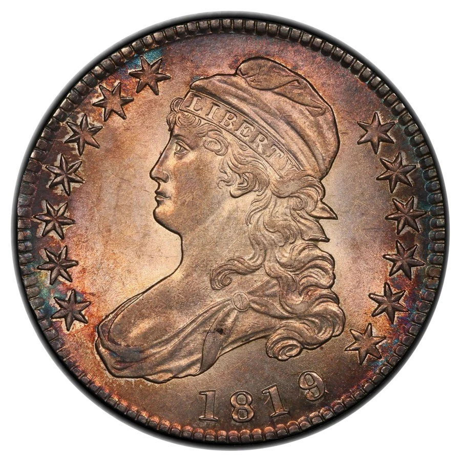 1819/8 50C Large 9 Overton 103 Capped Bust Half Dollar PCGS MS62 Ex. Prouty