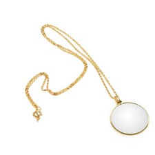 5X Magnifying Glass Necklace Monocle Glass Lens with Chain for Library Reading