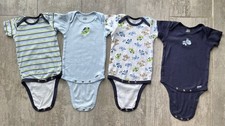 GERBER Baby Boy 100 Cotton One Piece Bodysuit Romper Lot 4 Piece Set 12m Dogs