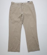 Vintage Y2K Ralph Lauren Mens 38x30 Faded Wide Leg Chino Pants Trousers Beige