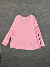 Terra & Sky Womens T Shirt Size 5X Pink V Neck Long Sleeve Casual Basic Cotton