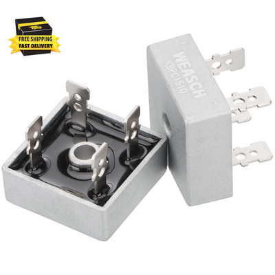 2Pcs Bridge Rectifier Diode, KBPC1510, AC to DC, 1000V 15A, Full Wave Single Pha
