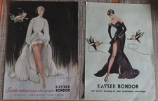 Original 1950s Magazine Colour Advert x2  Stockings Kayser Bondor  27 x 19cm