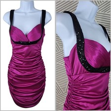 Windsor Y2K Dress Juniors Size 5 4/6 Prom Party Ruffle Pink Satin Pleated Sequin